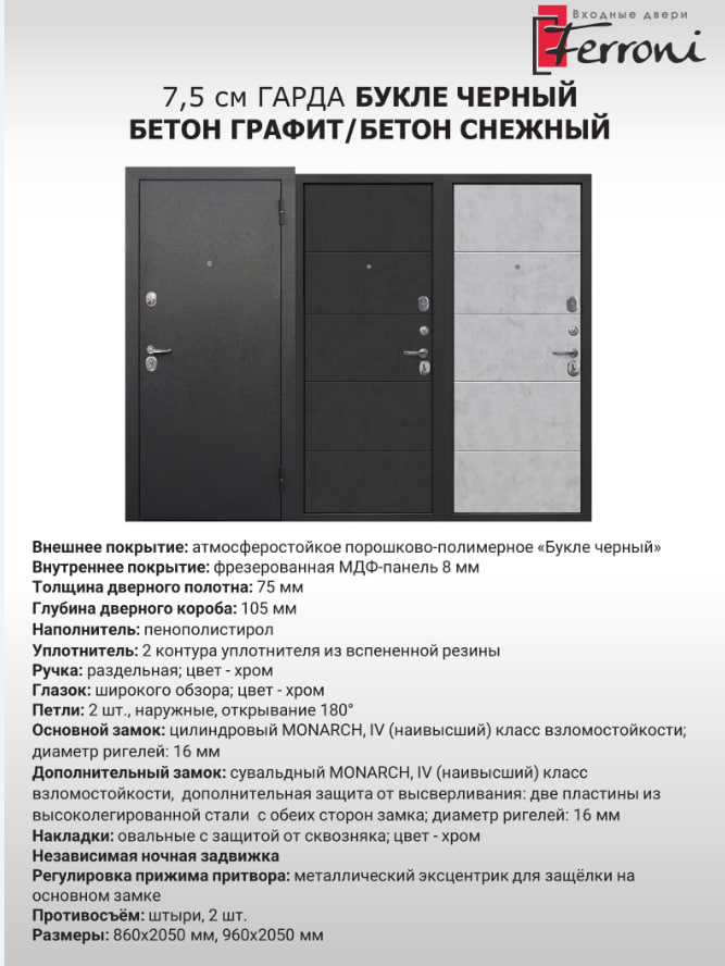 Гарда 7,5 см Букле Черный Бетон снежный